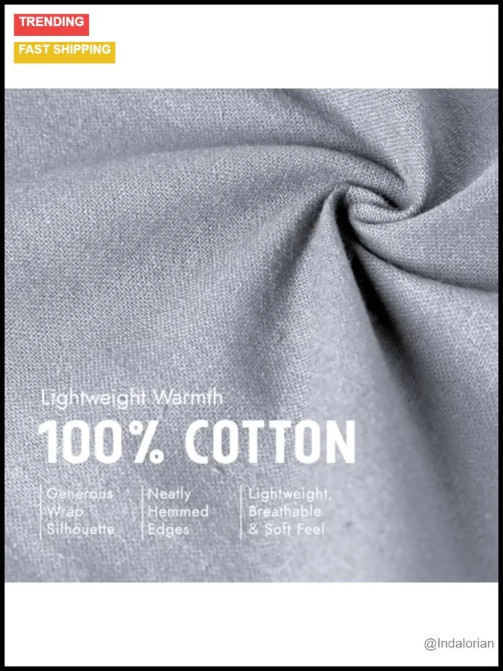 100% Cotton Wrap Shawl Lightweight Knit Wraps for Women Scarf Travel Winter